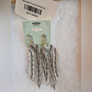 Seed Bead Tassel Drop Earrings